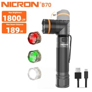 NICRON B70 / b70plus ไฟฉาย  ความสว่างสูงไฟฉาย 1800 ลำแสงยาว 200m พร้อมแสงสีขาว / แสงสีแดง / แสงสีเขี