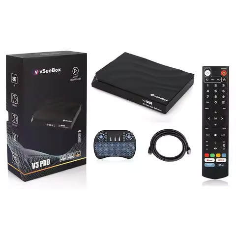 B.E_S._T Fav PROMO OFFER 100% ORIGINAL vSeeBox V3 Pro Bundle 8K HDMI, 64GB Card/Drive, WiFi Extender