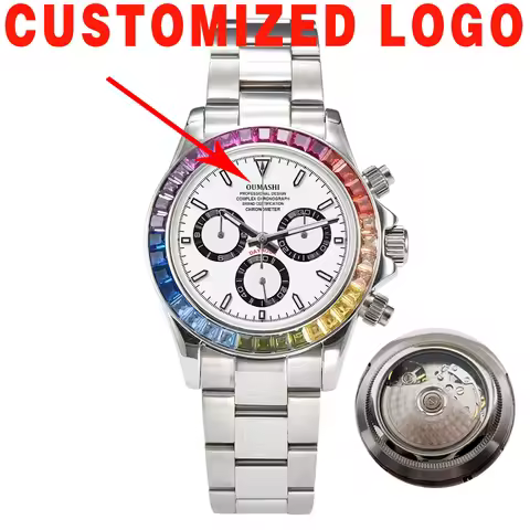 7750 watch Men watch multifunctional Mechanical timing Stainles ssteel waterproof watch fit 7750 mov