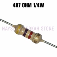 50X RESISTOR 4K7 OHM 1/4W - GET 50 PCS RESISTOR