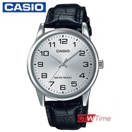 Casio Standard นาฬิกาข้อมือผู้ชาย สายหนัง รุ่น MTP-V001L-7BUDF (หน้าเงิน)