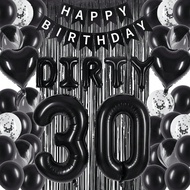 41pcs Black Dirty 30 Balloon 30th Birthday Decorations - Happy 30th Birthday Set With Banner, Black