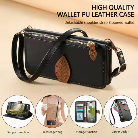 Honor X9D X7D 5G 4G 2025 Zipper Leather Wallet Case For Huawei Honor X9C Smart X8C X7C X6C X5C X9B X