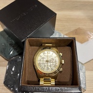 Michael Kors Bradshaw 羅馬數字三眼計時 女錶 金色不鏽鋼鍊帶 金錶 手錶 43MM MK5605