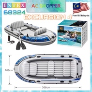 Excursion 4 Intex 68324 Inflatable Boat Set 4 Person Fishing Boat Canoeing + Paddles + Pump / Kayak