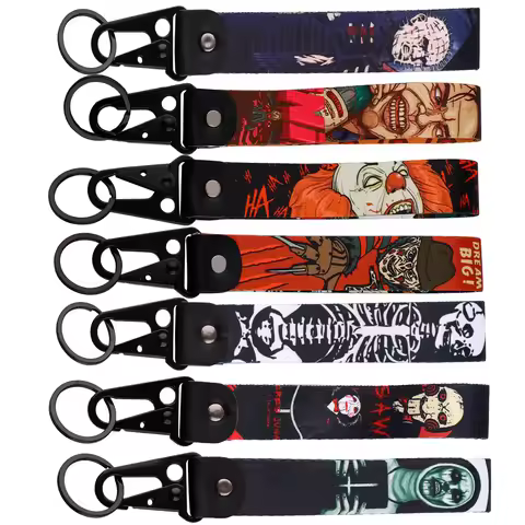 Halloween Decorations Horror Movie Series Key Fobs Holder Keychain for Motorcycles Key Tag Keyring C