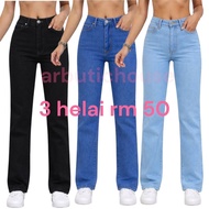 Combo 3 helai rm 50 seluar jeans women's strightcut high quality jeans kain denim stretchable dgn pr