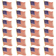 24 Pack USA American Flag Lapel Pins, 0.7 x 0.38 x 0.6 Inches, Patriotic US Flag Pins for July 4th, 