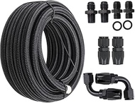 Compatible with 4L60E 4L65E Automatic Transmission Cooler Line Kit Black -6 AN Steel Braided