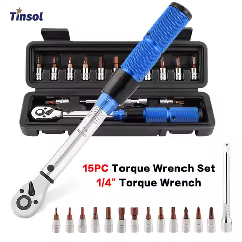 TINSOL Adjustable Torque Ratchet Wrench 1/4-inch Dual-Direction Bicycle Hex Socket Preset Wrench Pro