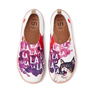 UIN รองเท้าผ้าใบกีฬาย้อนยุคแนวแฟชั่นรองเท้าเดินทางศิลปะน่ารัก Catoon Cat รองเท้าผู้หญิงผ้าใบ Slip-On