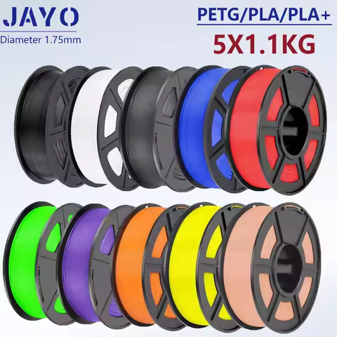 JAYO 3D PETG/PLA/PLA PLUS Filament 1.75mm PLA Filament 5 Rolls For Bambu FDM 3D Printer Neatly Wound