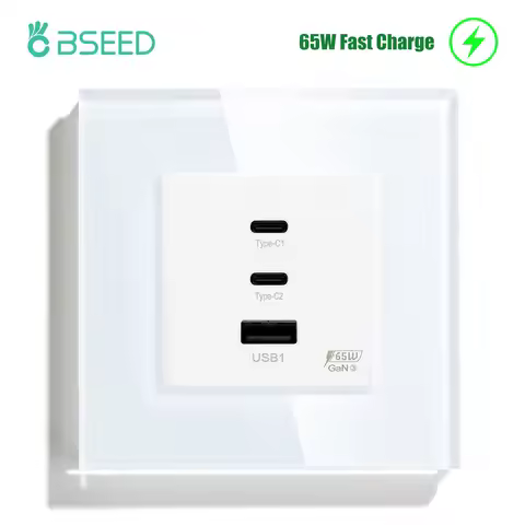 BSEED GaN3 Universal Socket 65W PD Fast Charge Port USB Type-C Quick Charge Adapter for Phone Comput