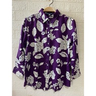 UNGU KEMEJA PURPLE FLOWER MOTIF WOMEN'S SHIRT 7 SLEEVES/8 I21
