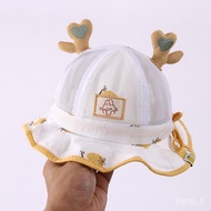 QM💐Baby Hat Adjustable Spring and Autumn Thin Cute Baby Boy Baby Girl Bucket Hat Little Girl Sunshade out Bucket Hat YAI