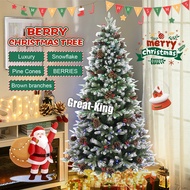 8FT Berry Christmas Tree - Artificial Snowflake Christmas Tree with Metal Stand 7ft 6ft 5ft 4ft