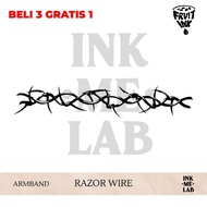 INKMELAB - RAZOR WIRE Fruit Ink Temporary Tattoo ARMBAND 26x5 cm - Semi-Permanent Temporary Tattoo L