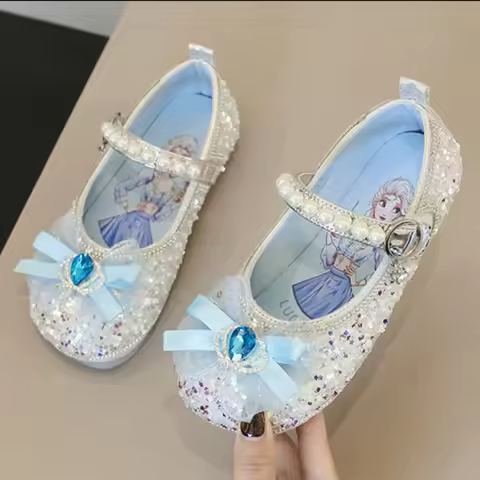 Zapatos NiñaGirl Shoes Trendy Child Leather Shoe Water Diamond Princess Shoe Bow Mary Jane Shoes Fas