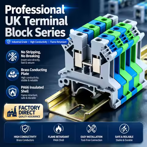UK 2.5 Terminal Block UK2.5B Screw Connection Connect Strip 2.5B/3N/5N/6N/10N 2.5mm² Cable Electrica