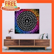 Art Canvas Frame Asmaul Husna 99 Nama Allah Colorful With Stretching Frame Calligraphy Khat Kufi Fra
