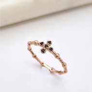 [Mandy] 14K Cross Rosary Dainty Ring, 585 Gold, 2 Colors, K-Style Customized for Gift