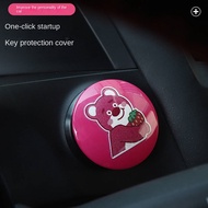Strawberry Bear Cartoon Car One-Click Start Decorative Cover Cute Electric Motorcycle Button Ignitio