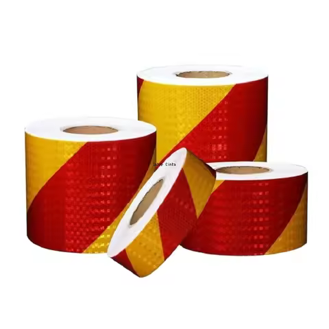 5cm/10cm/15cm/20cm*5M Red Yellow Twill Reflective Tapes Waterproof Adhesive Strips Hazard Reflector 