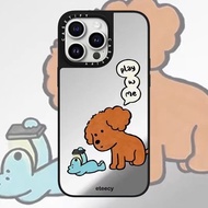 CASETIFY PC Sliver Black Mirror Hard 【Cute eteecy Dog sticker】Phone Case For iPhone 15 15Plus 15pro 15promax 14 14pro 14promax 13 Soft Case For 12ProMax iPhone 11 7+ XR Case