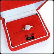 925 Silver Ring with White Gold Plating - Authentic 925 Silver Women's Ring