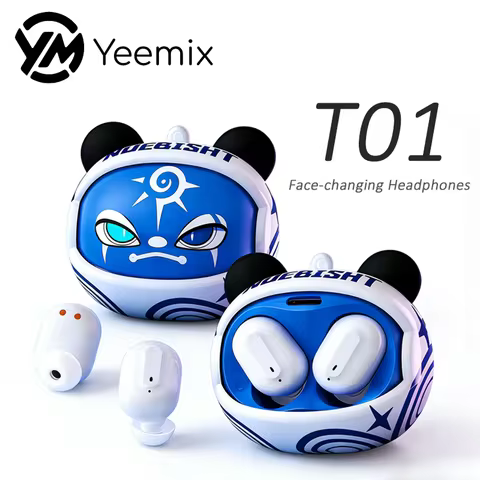 Yeemix T01 Face changing headphones BT5.4 Wireless Earbuds Rotating Flip Design Headphone In-Ear Tou