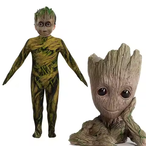 2025 2025 New Kids Guardians of The Galaxy Groot Cosplay Bodysuit Jumpsuit Mask Halloween Costume fo