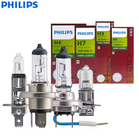 PHILIPS MasterLife H1 H3 H4 H7 24V Truck Headlight Halogen Fog Lamp Long Lifetime +100% Bright Origi
