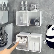 Wall-mounted Storage Box Bathroom Cotton Swabs Makeup Remover Towel Clamshell Organizer Box Mirror Cabinet Lipstick Puff