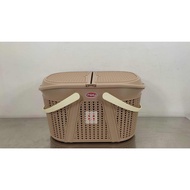 7033 Laundry Storage & Picnic Rattan Basket with cover and handle