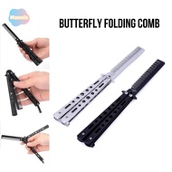 Foldable Butterfly Comb Training Practice Combs Stainless Steel Portable Comb Salon Training Comb
