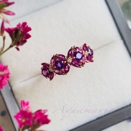 Rhodolite Garnet Marquise cut Ring And Round Amethyst