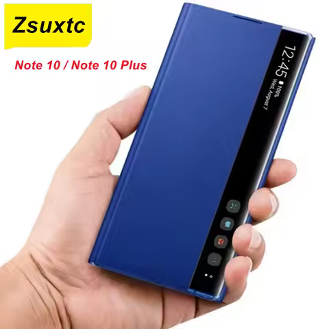 Smart Chip Case For Samsung Galaxy Note 10 Plus + Note10 Window View Flip Cases Wake Up Leather Case