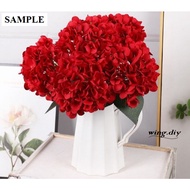 ARTIFICIAL COLOURFUL 5 BIG HEAD HYDRANGEA FLOWER WITH LEAVES / WEDDING DECORATION / BUNGA PELAMIN / 