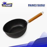 TOPMART - Black Non-Stick Milk Pot with Wooden Handle / 16 CM - 18 CM - 20 CM