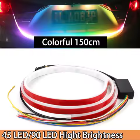 Universal 150CM Rear Car Trunk Light Strip Neon Warning Light 90 Led Automotive Led Tape RGB Reverse