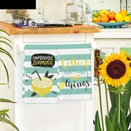 AUBREY1 2pcs Lemon Print Kitchen Towel, Water Absorbent Washable Kitchen Hand Towel, Multifunctional