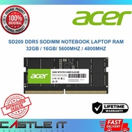 ACER SD200 DDR5 32GB / 16GB 5600MHZ / 4800MHZ / CL40 CL46 Sodimm So Dimm Notebook Laptop Ram