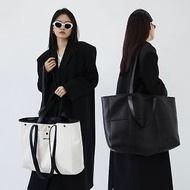 黑白雙面 蒙布朗袋子 2面背 oversize大容量托特包 PU皮拼帆布