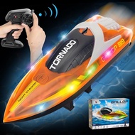 RC Boat for Kids 15+ MPH Fast Remote Control Boat with LED Lights 2.4G RC Electric Toys Suit for Pool and Lakes