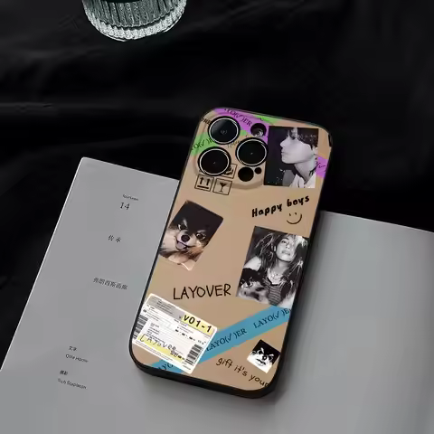 V LAYOVERs Tan Phone Case Fundas For Iphone 13 17 11 15ProMax 14 12 16 Pro Xs Max Mini Xr X Plus Coq