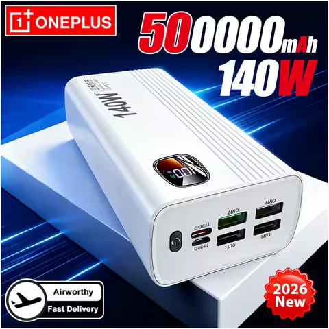 Oneplus 500000mAh 140W PowerBank Super Fast Charge Portable Powerbank External Battery Charger LED D
