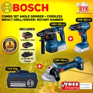 SYK Free Shipping Bosch Combo Set 18V Cordless Angle Grinder Impact Drill Driver Tool Bag Rotary Hammer Drill Battery