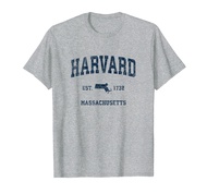 Harvard Massachusetts MA Vintage Sports Design Navy Print T-Shirt