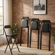 Foldable Chair Portable Chair Installation-Free High Stool Backrest Dining Chair Bar Cash Register C