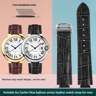 Suitable for cartier Blue Balloon Strap Genuine Leather Folding Buckle cartier Watch Strap Convex Br